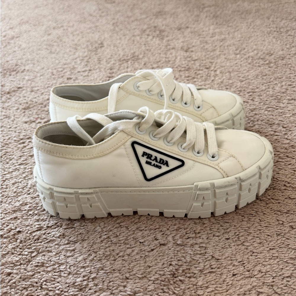 Prada Cream Platform Sneakers